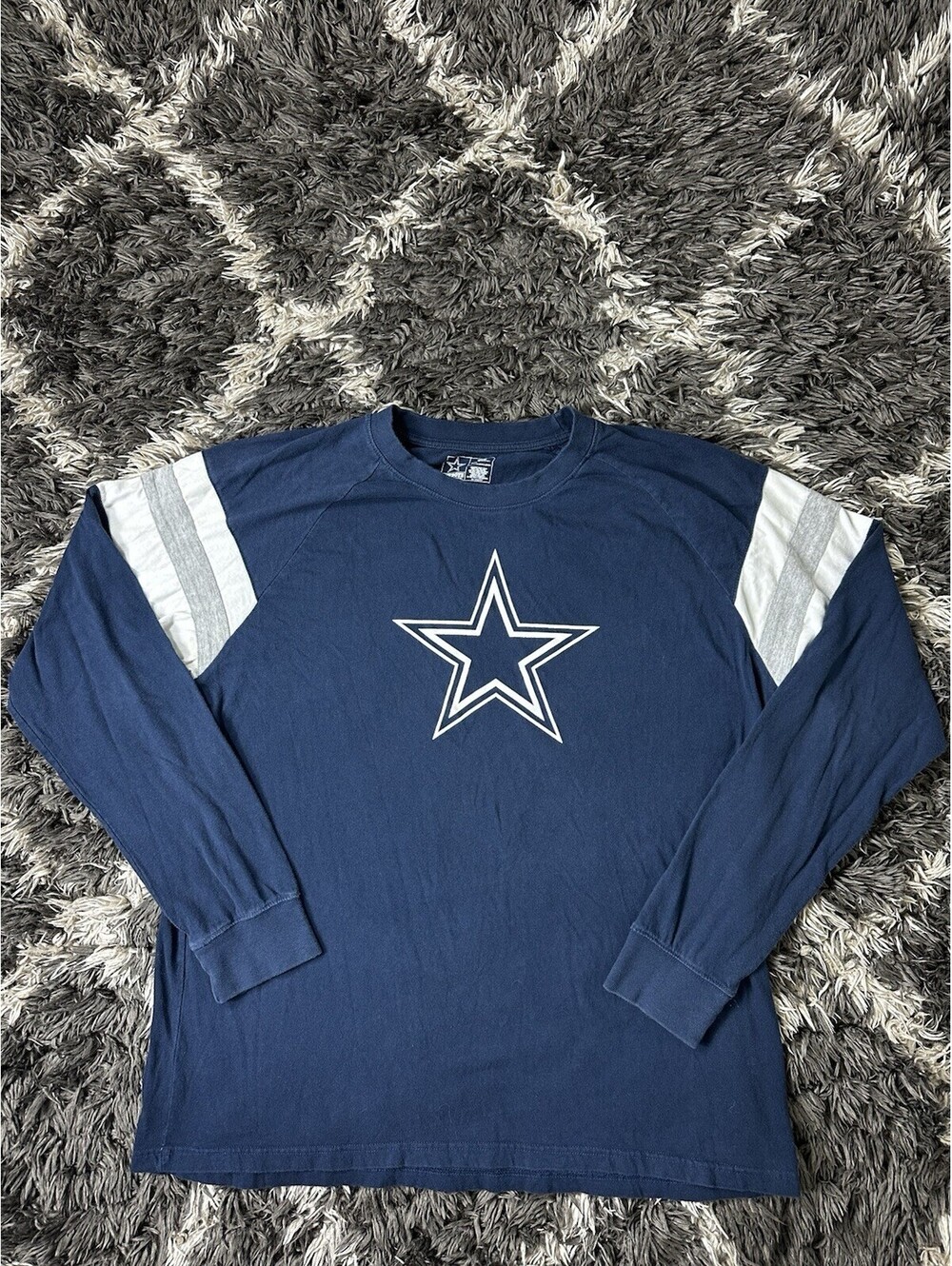 Dallas Cowboys Team Apparel Long Sleeve T Shirt Mens 2XL Blue Star Striped